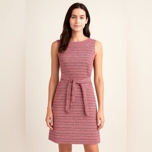 J. Crew Italian Tweed Tie Waist Dress – Chevron Red